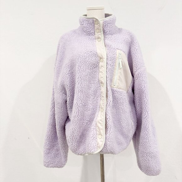 Fabletics Women's Soft Teddy Tahoe Jacket in Purple Cream Winter Size XL - Picture 10 of 11